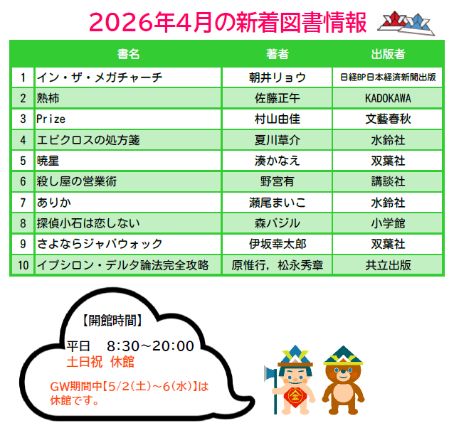 2026年4月の新着図書情報